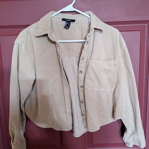 Forever 21 Tan Corduroy Cropped Button-Up Jacket